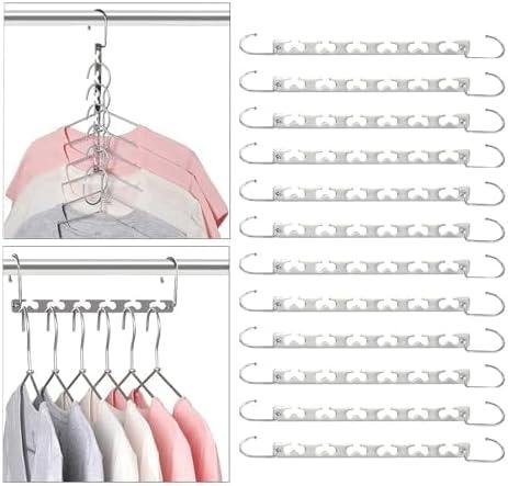 Magic Clothing Hangers Space Saving Sturdy Metal Hangers Wardrobe Closet Organizer Space Saving Hanger Pack of 12 Cascading Hangers (10 inch)