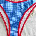 SOLY HUX Bikini Sets for Women Plaid Gingham Bathing Suit Triangle High Cut Two Piece Swimsuit, Large, Blue Plaid