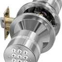 Signstek Keyless Entry Door Lock, Door Knob with Keypad, Smart Code Door Lock, Mute Mode, Passage Function, Easy to Install, Satin Nickel