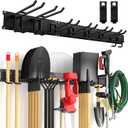 Garage Tool Organizer Wall Mount Garden Tool Organizer 11pcs Adjustable Garage Organizers with 8 Heavy Duty Hooks, Max Load 500lbs Garage Storage for Yard Garden Tools, Shovels, Trimmers, Hoses