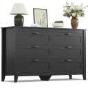WLIVE Black Dresser for Bedroom, Chest of Drawers with Metal Handle, 6 Drawer Double Wood Dresser for Bedroom, Living Room, Large Storage Cabinet