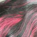 BERON Women Black Highlights Hot Pink Short Curly Wavy Wig for Girls Two Tone Shoulder Length Body Wave Synthetic Halloween Cosplay Daily Party Wigs