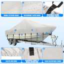 Center Console Boat Cover 20-22ft, 1200D Waterproof Boat Cover with Motor Cover, Trailerable Boat Cover for Center Console Boat, Heavy Duty Marine Grade UV Resistant Polyester Fabric, Gray