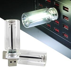 YXNXLIGHT 2 PCS Car Lights Interior, Plug-in Retro Car Atmosphere Lamp with Touch Dimmable, Portable Mini Glass Bottle LED Bulb Night Lights for Vehicle Hallway Camping Halloween Decoration (White)
