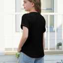 ZDC Girls Short Sleeve T Shirts Kids Summer Textured Tops Crewneck Casual Tee 5-14 Years (Black)