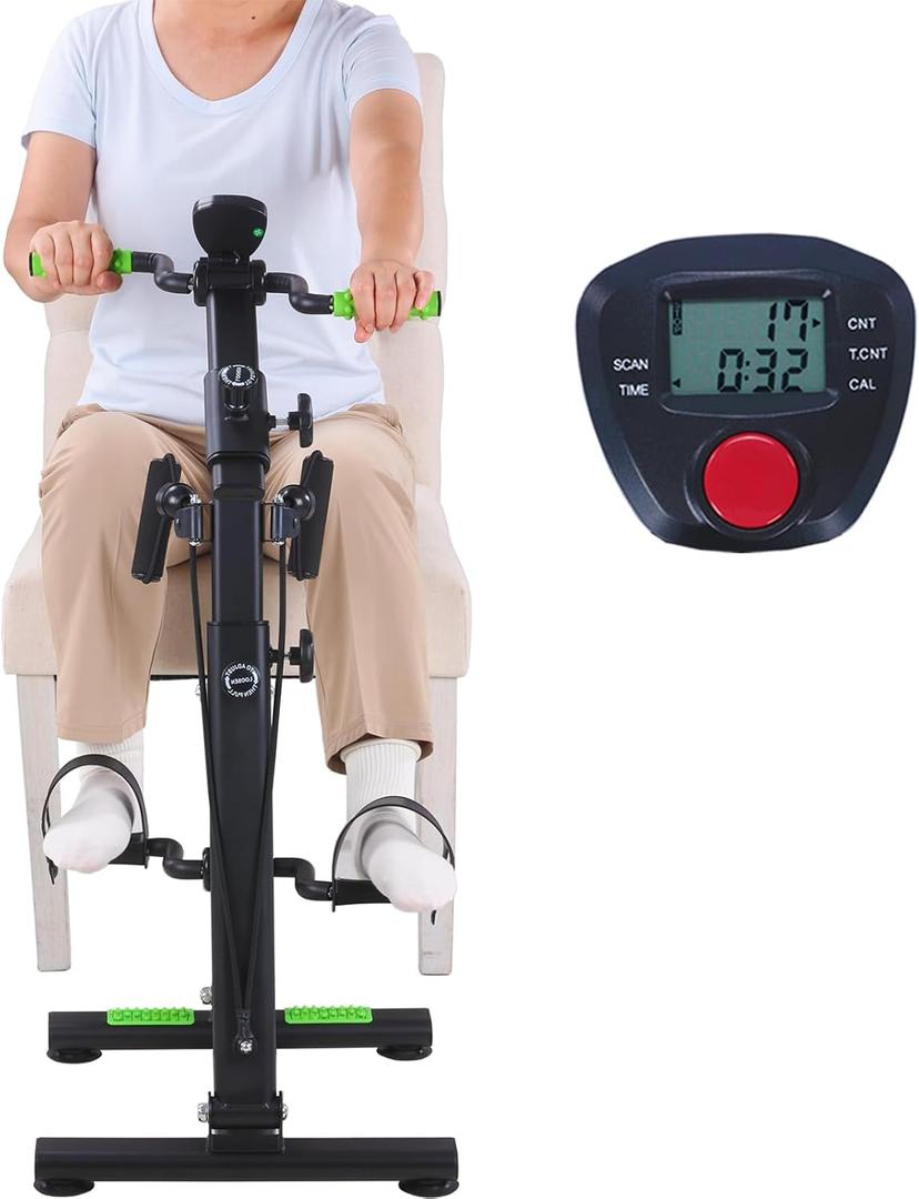 Pedal Exerciser Bike for Seniors, Arm Leg Hand and Knee Elderly Exercise Equipment, Sitting Home Exercise Machine for Total Body, Upper and Lower Limb Physical Therapy Trainer