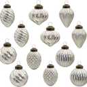 Glass Christmas Ball Antiqued Ornaments Holiday Decor Silver Color Small Series(12 Pieces)