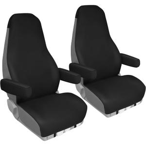 Mixsuper Semi Truck Seat Covers for Freightliner Cascadia 125 116 125, 2022-2026 Cascadia Seat Covers Full 6-Piece Set with Armrest Cover and Integrated Headrest, Silicone Bottom Cascadia Accessories