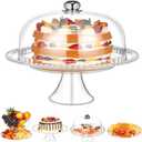 Nuenen 12 Inch Acrylic Cake Stand with Dome Lid Clear Plastic Cake Display Stand Multifunctional Serving Platter Plate Lightweight Portable Dessert Cake Container for Wedding Birthday Party Supplies 