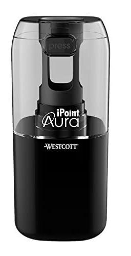 Westcott iPoint® Aura Battery Pencil Sharpener, Assorted Colors (17319) Pack of 1, Black