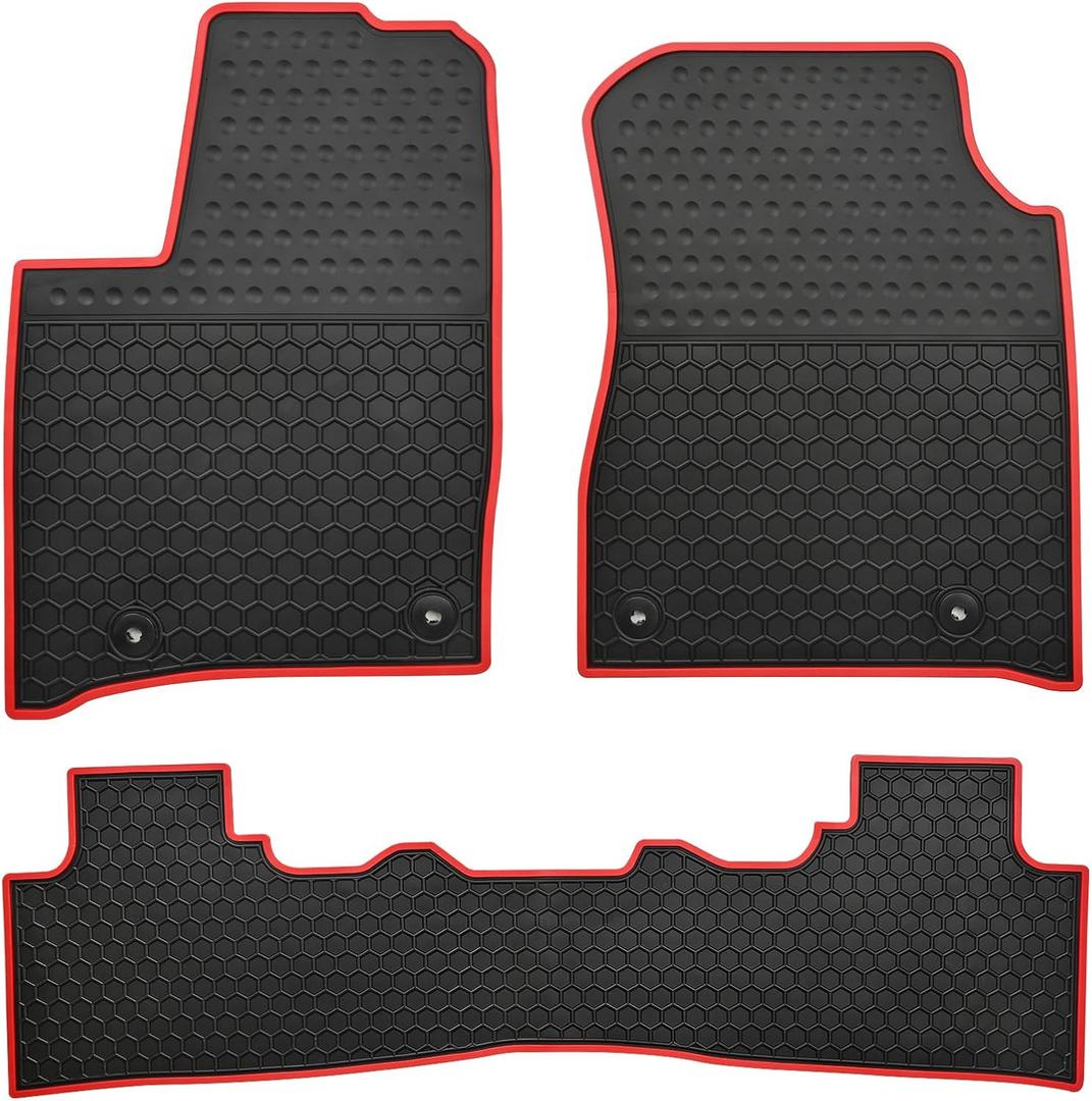 Car Floor Mats Custom Fit for Dodge Durango 2024-2016,2016-2024 Jeep Grand Cherokee, (2022 WK Model) Odorless Washable Heavy Duty Rubber (All Weather) Floor Liners Set Red