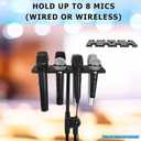Multi Microphone Holder, Up to 8 Mics, Ideal Mics Holder for Stage Organization and Display, with 3/8"-16 Threaded Adapter, Aluminum, Black