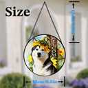 Stained Glass Suncatcher Dog Husky Welcome Sign Handmade Window Hangings Colored Glass Suncatcher Crafts Kits for Home Decor Gift for Pet Lover Memorial Wife Friend Family 6.3in