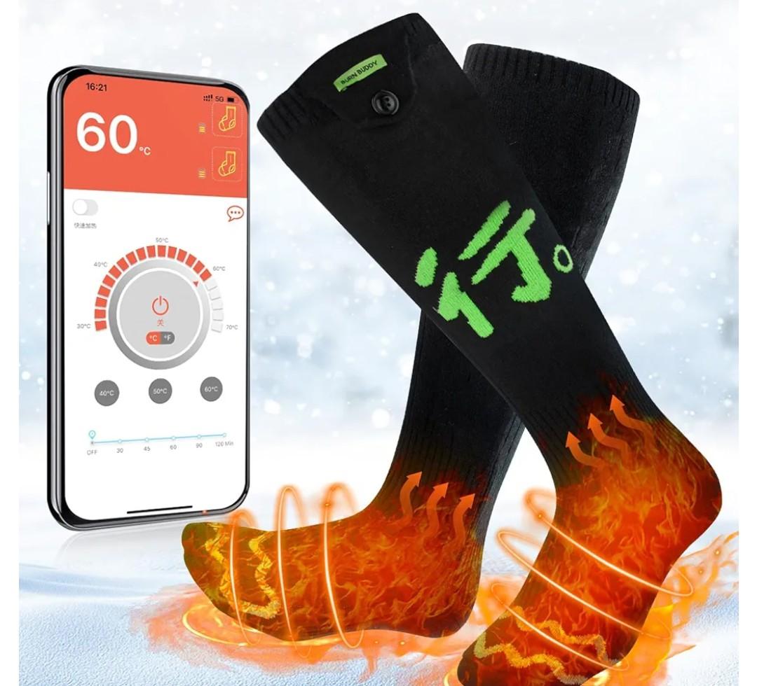 Heated Socks for Men Women, APP Control Electric Heated Socks Rechargeable Washable, Battery Heated Socks Foot Warmer Socks for Hiking Biking Camping Skiing Hunting Outdoor Work, Heating Thermal Socks
