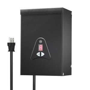 Low Voltage Landscape Transformer, 300W Outdoor Low Voltage Trams Former Waterproof, Dusk to Dawn Sensor Control, 120VAC to 12 V, 2 Outputs for Outdoor Landscape Lightings, ETL Listed (200, Watts)