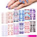 Maitys 168 Pcs 12 Sheets Full Wrap Nail Stickers Polish Strips Gradient Stickers Glitter Self Adhesive DIY Gel Nail Strips Decals with 1 Pcs Fingernail Files for Holiday Decor(Vivid Style)