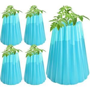 Adnee 5 Pack Water Filled Plant Protectors-19 x 17 Inch Reusable Wall of Water Plant Covers for Tomato Plants-Blue Early Season Insulating Plant Protective Cover for Outdoor Winter Freeze Protection