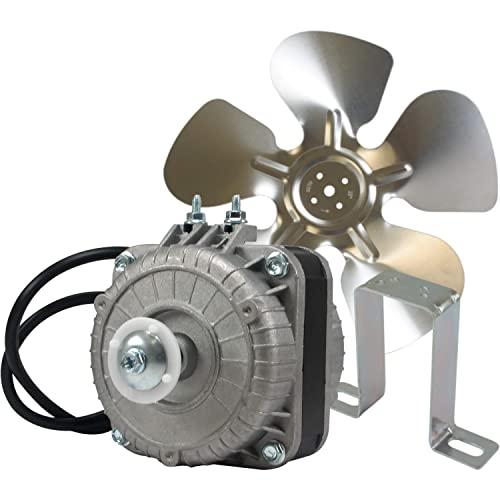 Appli Parts APFM-101E 10W Refrigeration Condenser and Evaporator Motor 115V 60Hz 0.65A 1450rpm Includes Base and 9in Aluminum Fan Blade CCW Shaft end Universal fit