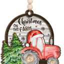 Farmhouse Ornament 2025, Tractor Ornament, Christmas on The Farm Wooden  Rustic Red Tractor with Santa Hat  Farmhouse Holiday Decoration, Famer Gift