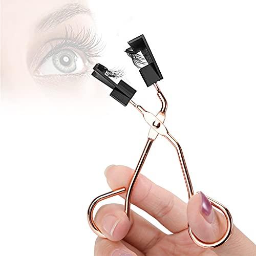 INDKOPVA Magnetic Eyelashes Applicator Helper Tool, Magnetic False Eyelashes Clip, Easily Apply Magnetic Eyelash Curler Partner Without Eyeliner (Gold)