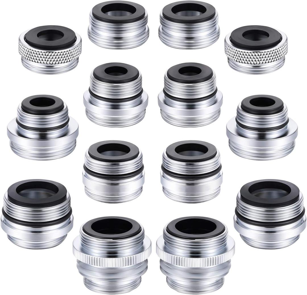 Funrous 14 Pieces Faucet Adapter Kit Kitchen Aerator Adapter Female to Male for Water Hose Sink Garden Filter Standard Sprayers