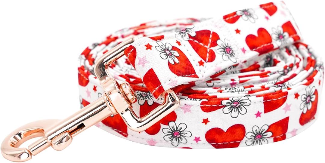 Elegant Little Tail Valentine's Dog Leashes, Heart Print Strong & Durable Soft Holiday Pet Leashes, Comfortable & Durable Dog Leash for Small, Medium & Large Dogs (X-Small (Pack of 1), Flower with Heart)
