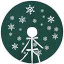MACTING Christmas Burlap Tree Skirt, 30 inches Small Tree Mat with White Snowflake Printed for Xmas Holiday Home Indoor Outdoor Decorations (Dark Green)