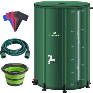 132 Gallon/500L Collapsible RainWater Collection Barrel,Water Tank&Reinforced with 2mm Frame Portable Rain Catcher,Includes Quick-Connect Tap&Sprinkler,Heavy Duty 0.6mm PVC for Long-Lasting Use,Green