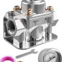 12-803 Adjustable Fuel Pressure Regulator Carburetor with Gauge 4.5 to 9 PSI 3 8 in NPT 1 in 2 Out Compatible with Holley and Edelbrock Carburetors Fuel Regulator Kit