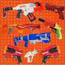 Skywin Wooden Peg Board for Nerf Gun Storage Organizer 13 x 13 x 0.31 Inches - Compatible with All Blasters Nerf Gun Rack Organizer for Wall Organization (Orange)