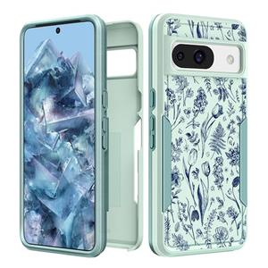 Plakill for Google Pixel 8A Case Women - Cute Girls Cover Girly Kawaii Aesthetic Unique Design Blue Flowers Heavy Duty Protective Shockproof Military Grade Teens for Google Pixel 8A Phone Cases