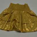 American Trends Girls Sequin Sparkly Skirts Girls Metallic Skirt 2-Layer Ruffle Skirts with Sunglasses Cheerleaders Skirt (10-11 Years, Gold)