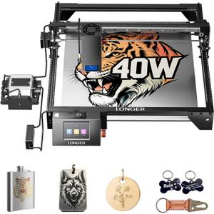 Longer RAY5 40W Laser Engraver Offers 24,000 mm/min Speed with air Assist, 3.5" Touchscreen, and Offline app Control for Precise Engraving on Multiple Materials. Class 4.