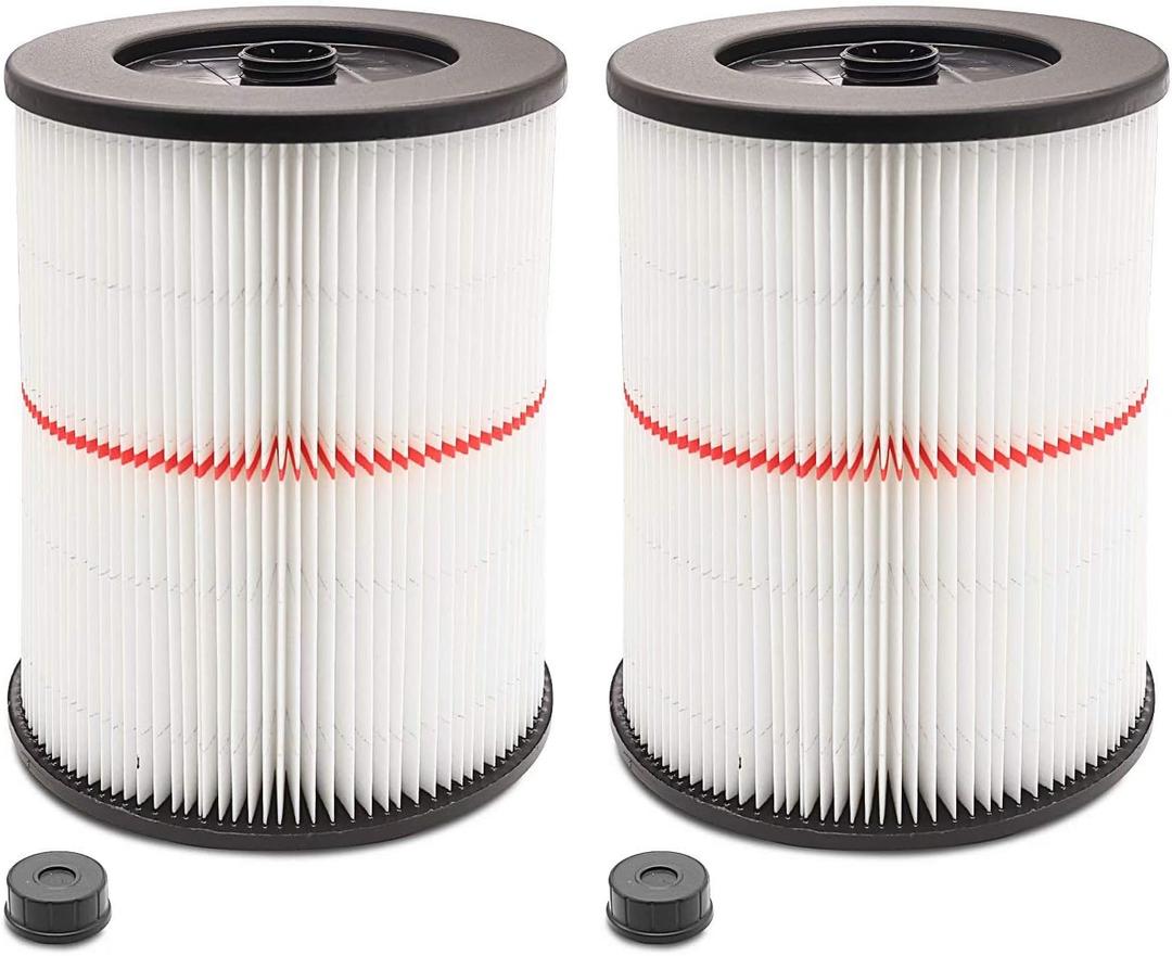 Replacement Cartridge Filter for Shop Vac Craftsman 9-17816 Filter for Craftsman 17816 Vacuum Filter General Purpose Wet Dry Air Filter for 5 & Larger Gallon Vacuum Cleaner 2 Packs