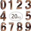 20 Pieces House Numbers Mailbox Numbers 0-9, 3D Door Address Numbers Self Adhesive Mailbox Numbers Sticker or House, Apartment, Office, Hotel Room, Mailbox Signs (Bronze,3 Inch)