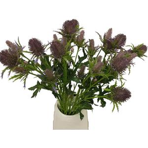 Artificial Flowers Artificial Thistle Spray Eryngo Fake Eryngium Foetidum Simulation Sea Holly for Wedding Bouquet Centerpiece Home Decor (3, New-Purple)