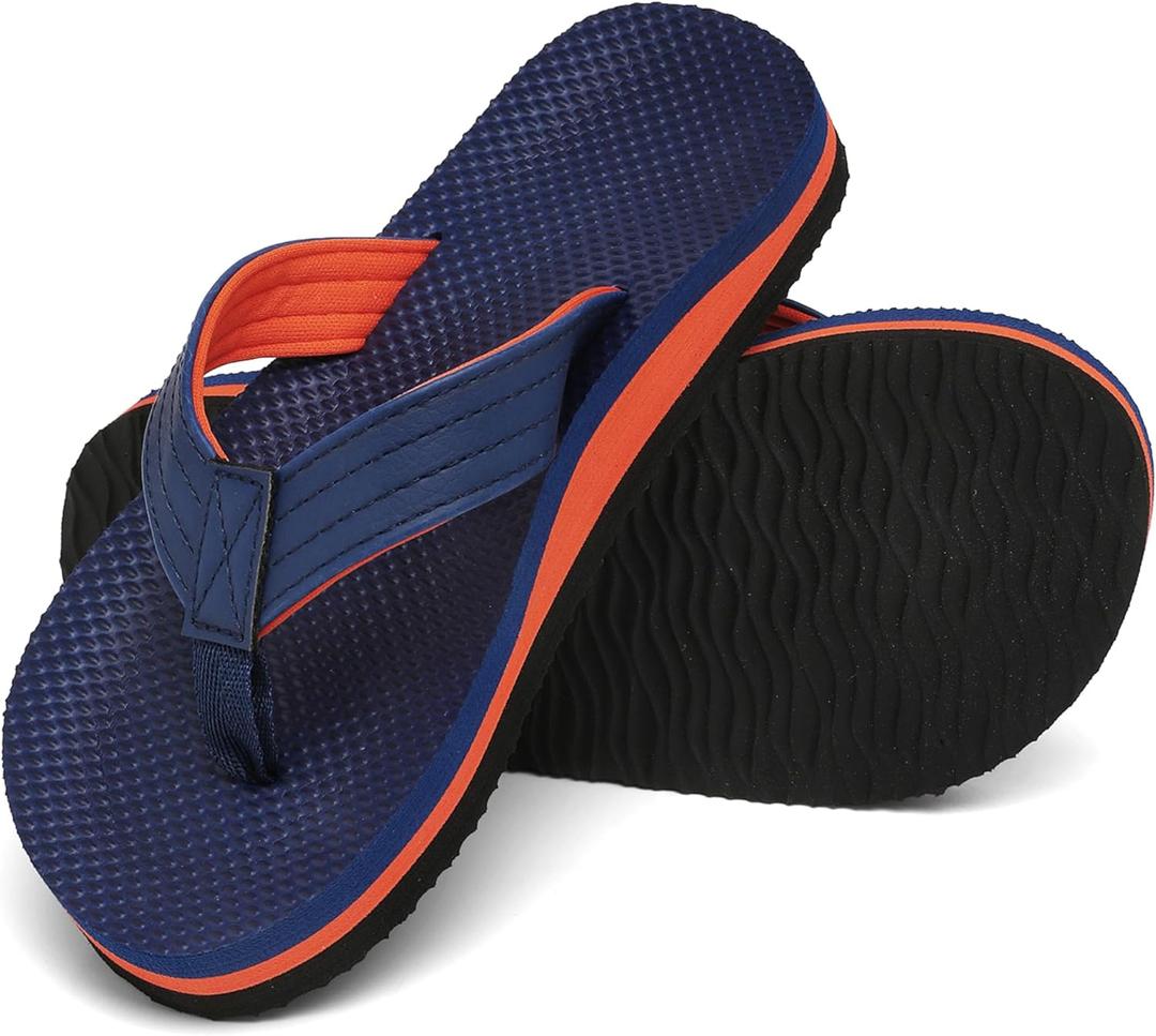 INMINPIN Kids Boys Girls Flip Flops Comfort Quick-Dry Beach Pool Aqua Thong Sandals(Little Kid/ Big Kid), Blue Orange, Size: 1 Big Kid