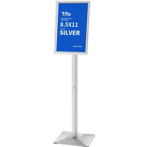 YIYO Sign Stand Poster Standadjustable heavy duty pedestal Sign Holder Floor Standaluminium frame floor standing for display 8.5*11 inchSilver (8.5*11 Silver)