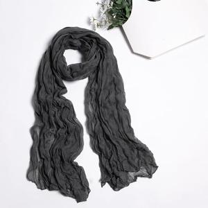 Lightweight Voile Scarf for Women, Crinkled Textured Elegant Scarf, Soft Sheer Wrap for Daily Wear, Beach and Office