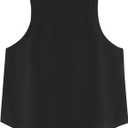 Remidoo Women's Casual Sleeveless Color Block Cropped Top Crewneck Tank Top Shirts (Black, S)
