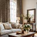 StangH Vintage Floral Curtains French Country Linen Texture Light Filtering Printed Drapes Victorian Decor for Living Room/Bedroom/Dining Room, W52 x L84, Khaki, 2 Panels