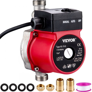 VEVOR Hot Water Recirculating Pump, 120W 110V Water Circulator Pump, Automatic Start Circulating Pump NPT 3/4\" with Brass Fittings, Stainless Steel Head, 2 Speed Control for Electric Water Heater Sys