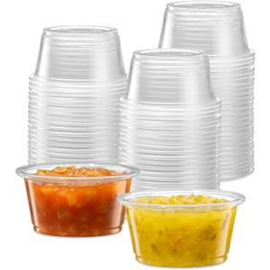 ELEGANT DISPOSABLES [2 oz - 200 Cups Clear] Diposable Plastic Portion Cups No Lids, Small Mini Containers For Portion Controll, Jello Shots, Meal Prep, Sauce Cups, Condiments, Medicine,
