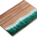 Resin Cutting Board,Ocean Charcuterie board,handmade board for Fruit Cheese and meat, Vegetable, Kitchen, Gift (Green Wave)