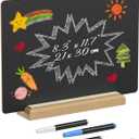 Uniclife A4 Tabletop Chalkboard Sign with Stand & Chalk Markers, 8.3 x 11.7 Inch, Double-Sided Wooden Chalk Board Sign for Tables, Large Reusable Message Board, Menu Board for Bar Restaurant Wedding