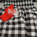 Xuhal Set of 5 Pcs Christmas Costume for Women Christmas Gingham Dresses Velvet Hooded Cape Tights Gloves Bow for Girl (Large)