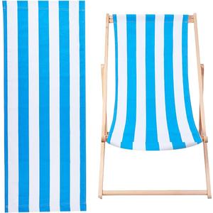 GORGECRAFT 44.49x17 Beach Sling Chair Replacement Canvas 1.5mm Thick Blue and White Stripes Patio Sling Chairs Cloth Folding Sling Lounge Chair Fabric Reclining Sling Replacement for Sunbathing