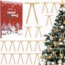 30Pcs Velvet Bows for Christmas Tree - Khaki Small Christmas Tree Bows, Vintage Ribbon Bows for Garland, Wreath, Fireplace, Door, Gift Wrapping, Holiday Bows Ornaments for Xmas (5  7 Inch)