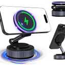 Magnetic Phone Charging Holder for Car - Upgraded 360° Vacuum Magnetic Phone Holder, Foldable Retractable Suction Cup Car Phone Mount for Magsafe for Your Car/Gym/Mirror Mount for iPhone & Android