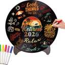 Holkcog Retirement Party Decorations Men Women, Colorful Vintage Retirement Vinyl Record, Happy Retired 2026 Party Graffiti Sign With Stand, Office Retired Farewell Gift, Coworker leave Table Decor